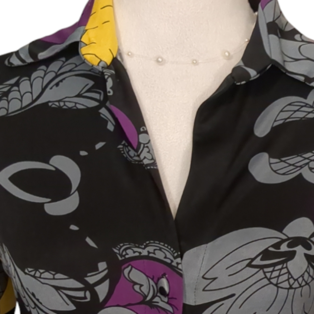 Analili Top Blouse color black grey yellow size xs - Picture 4 of 5